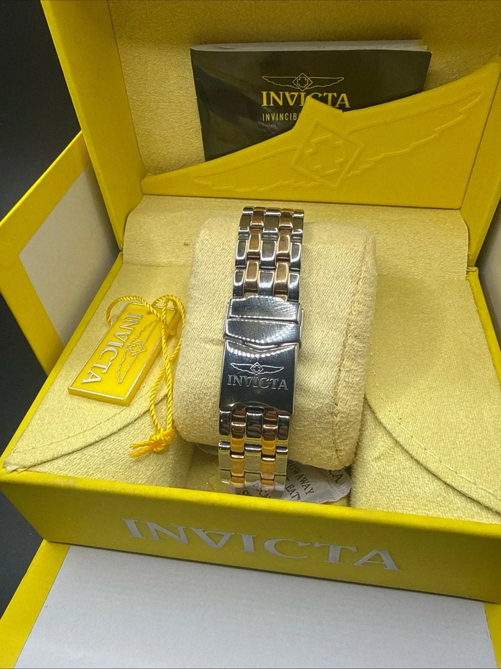 Invicta Two-Tone Bracelet Watch with Blue Skeleton Dial